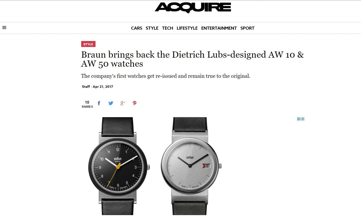 Braun brings back the Dietrich Lubs-designed AW 10 & AW 50 watches