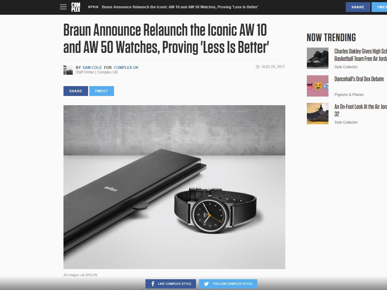 Braun Announce Relaunch of the Iconic AW 10 and AW 50 Watches, Proving 'Less Is Better'