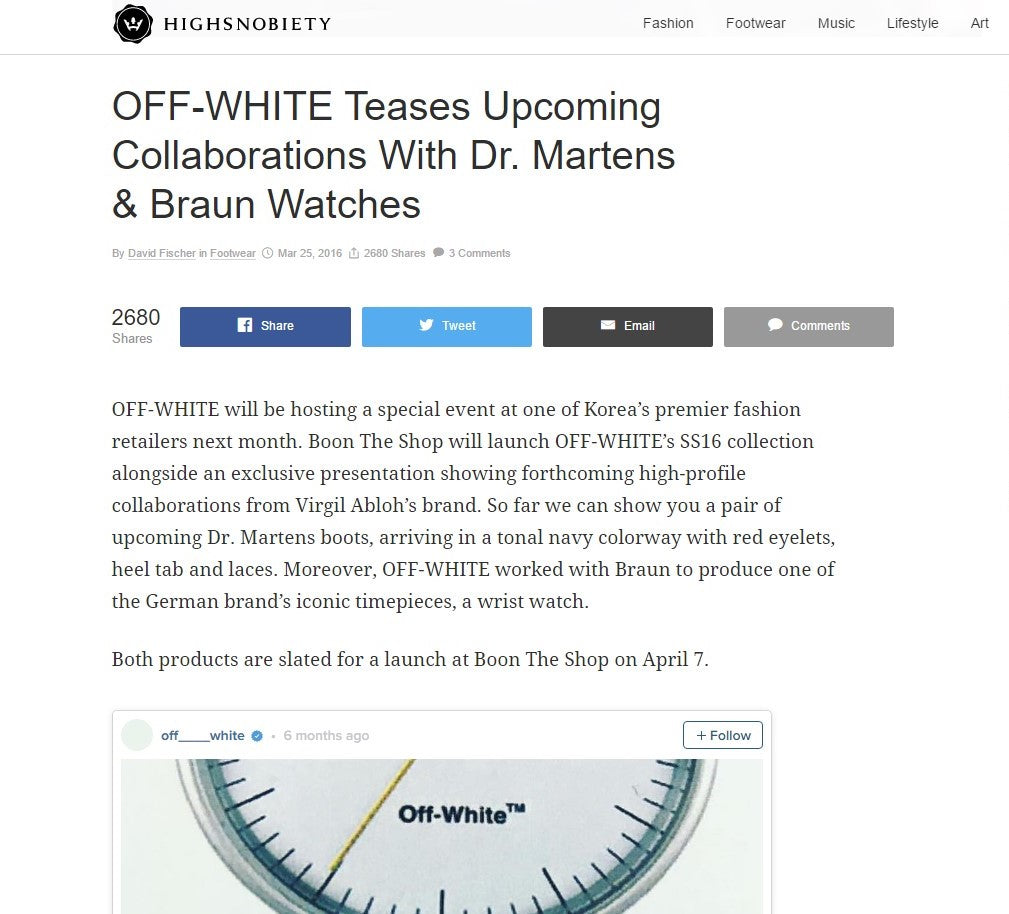 Off White Braun Collab