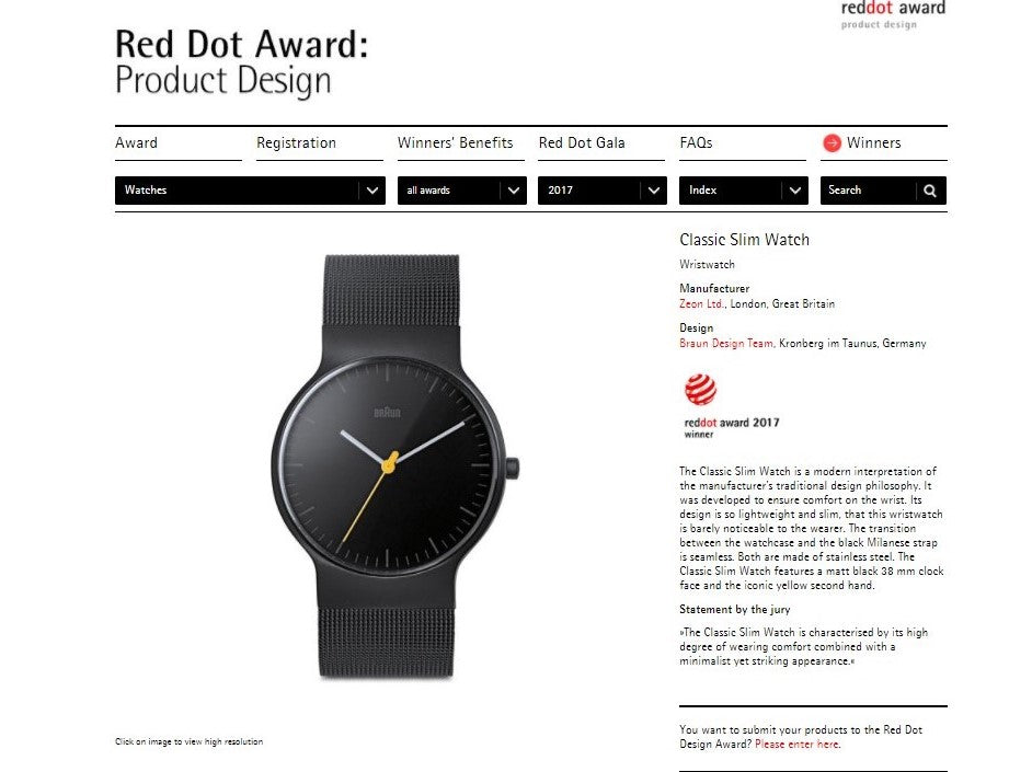Red Dot Award:Product Design Classic Slim Watch