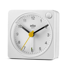 BC02X Braun classic analogue travel alarm clock - white