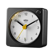 BC02X Braun classic analogue travel alarm clock - black & white