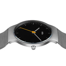BN0211 Braun gents classic slim watch - black dial and silver mesh bracelet