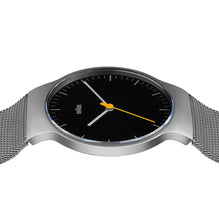 BN0211 Braun gents classic slim watch - black dial and silver mesh bracelet