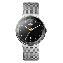 BN0032 Braun gents classic watch - black dial and silver mesh bracelet