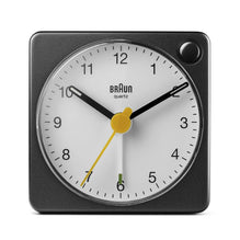 BC02X Braun classic analogue travel alarm clock - black & white