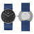 BN0281 Braun gents analogue interchangeable watch set - black dial and black leather strap & additional blue silicon strap