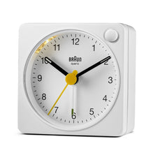 BC02X Braun classic analogue travel alarm clock - white