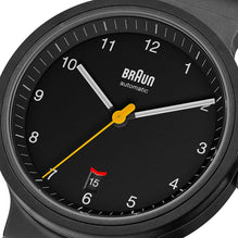 BN0278 Braun gents automatic watch - black dial and black rubber strap - limited edition